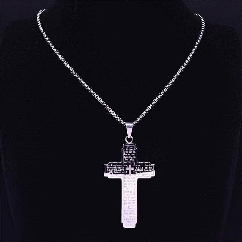Colar Crucifixo com Pai Nosso Gravado