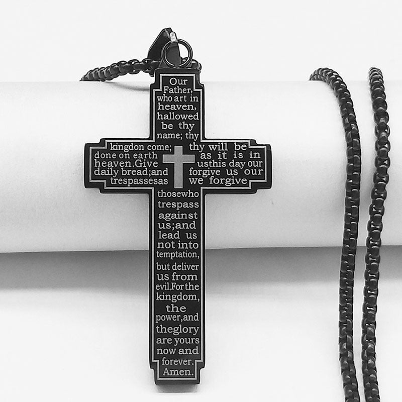 Colar Crucifixo com Pai Nosso Gravado